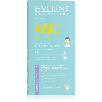Eveline Perfect Skin Acne Cleansing Nose Strips with Active Charcoal for Problematic Skin 4 Pieces