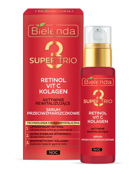 Bielenda Super Trio 3 Retinol Vit.C Kolagen Aktywnie Rewitalizujące Serum Przeciwzmarszczkowe na Noc 30ml