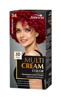 Joanna Multi Cream Permanent Hair Color Paint Care 34 Intensive Red Silk Shine