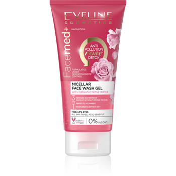 Eveline FaceMed+ Micellar Face Wash Gel with Organic Rose Water for All Skin Types 150ml