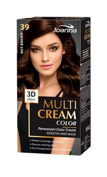 Joanna Multi Cream Trwały Intensywny Kolor Włosów Farba Pielęgnacja 39 Orzechowy Brąz