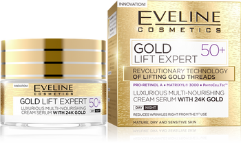 Eveline Gold Lift Expert Luxurious Multi-Nourishing Cream-Serum with 24k Gold 50+ for Day and Night 50ml