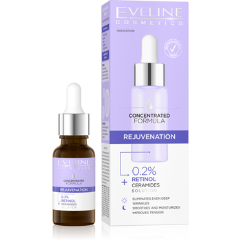 Eveline Concentrated Formula Rejuvenating Serum with Retinol and Ceramides for Face Neck and Decollete 18ml