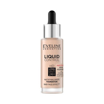 Eveline Liquid Control HD Light Face Foundation with Dropper Excellent Mattifying Effect 015 Light Vanilla 32ml