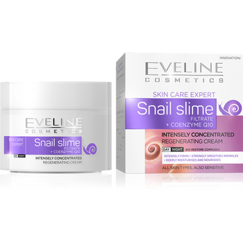 Eveline Skin Care Expert Concentrated Regenerating Cream with Snail Slime Filtrate and Coenzyme Q10 for Day and Night 50ml