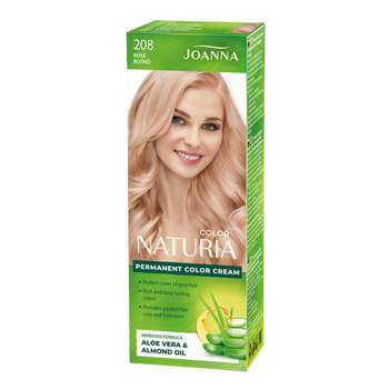 Joanna Naturia Trwały Kolor Włosów Farba Pielęgnacja Połysk Nr 208 Różany Blond 100ml